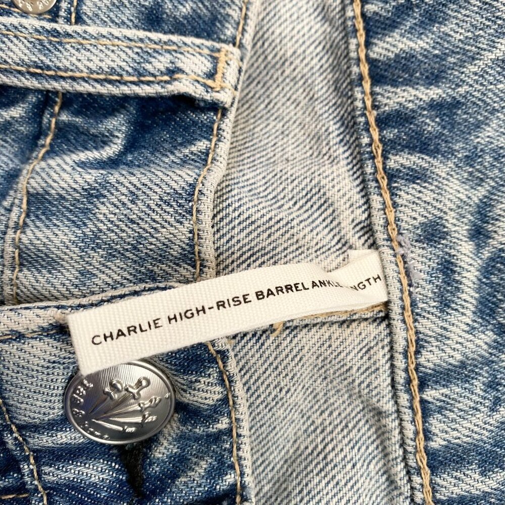 Rag & Bone Charlie Embellished Barrel Jeans Blue Floral Rhinestones 26 - Picture 10 of 17